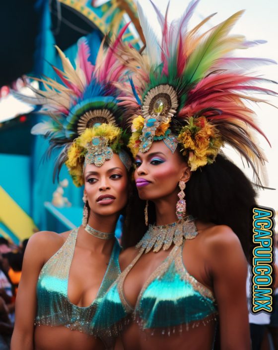 El carnaval de Acapulco, dos bellas mexicanas de ascendencia africana
