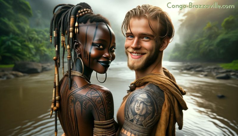 In the rainforest of Congo-Brazzaville, in Central Africa, a young European exchange student and his African girlfriend, a supermodel, go for an pirogue adventure on the Congo River.