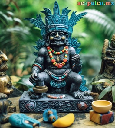 Un altar azteca en la selva mexicana, sacrificio pagano, religión mesoamericana