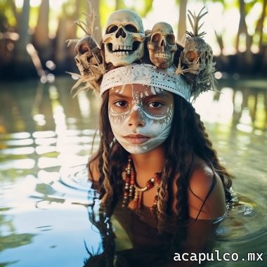 Una niña mexicana celebra el Día de Muertos con un atuendo de calavera en Acapulco, estado de Guerrero.